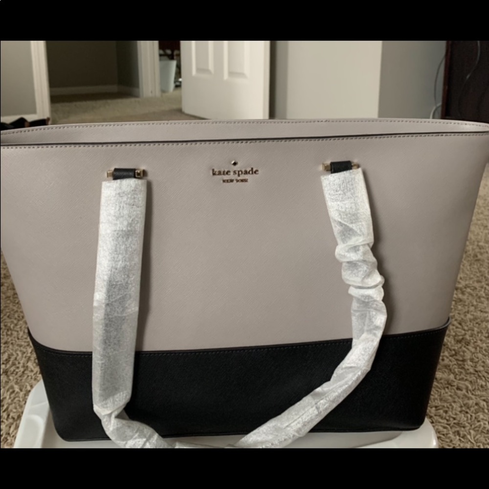Kate Spade medium top zip tote.  2 tone gray/black.